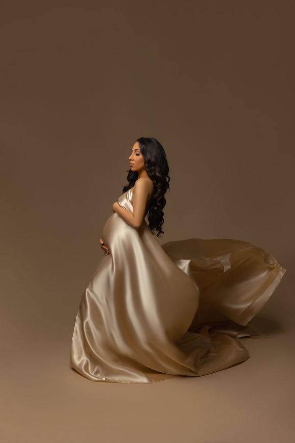 Champagne Satin Draping Fabric Used as a dress