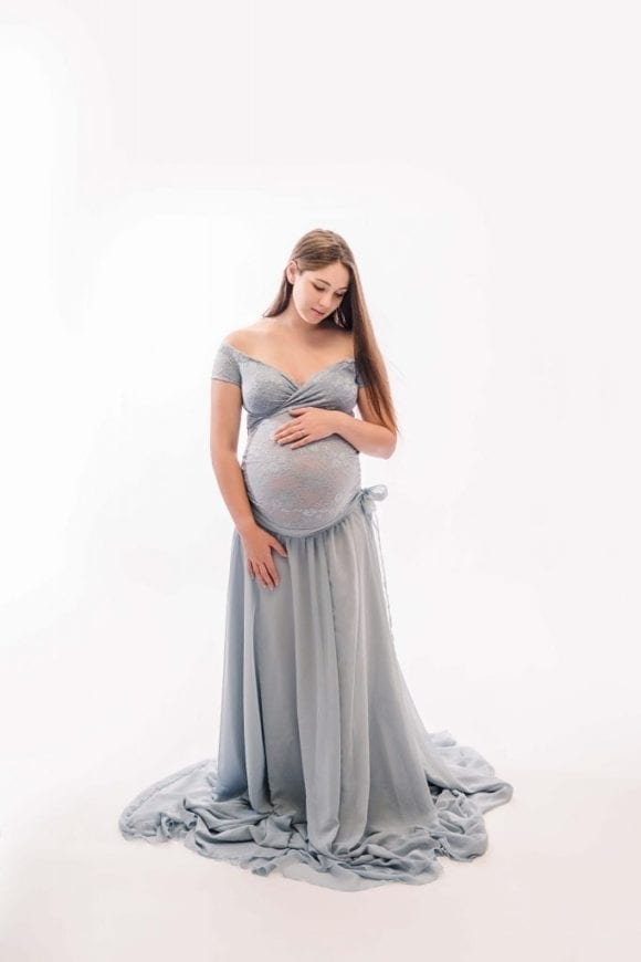 Blue maternity skirt